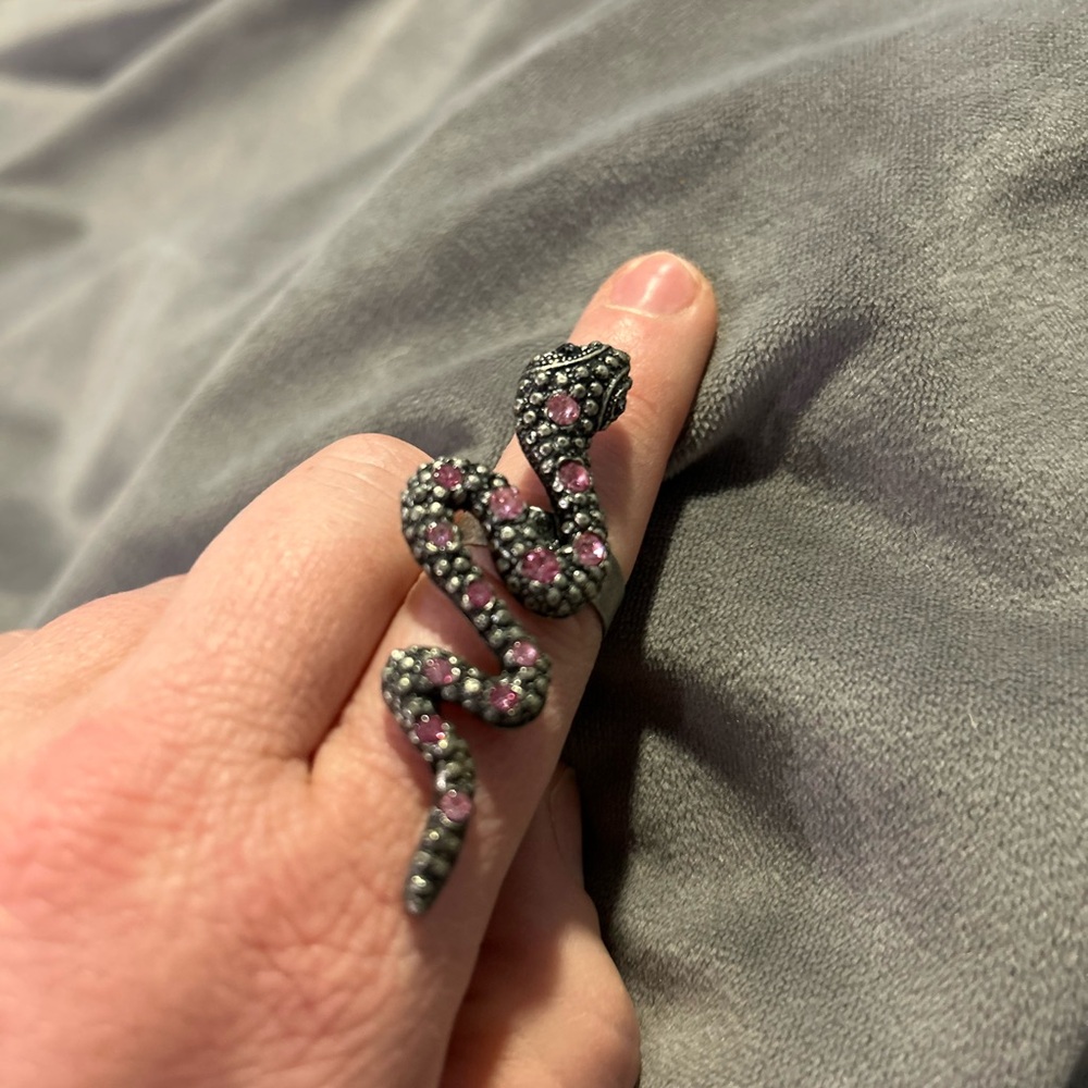 Snake Wrap Vintage Ring with Pink Stones